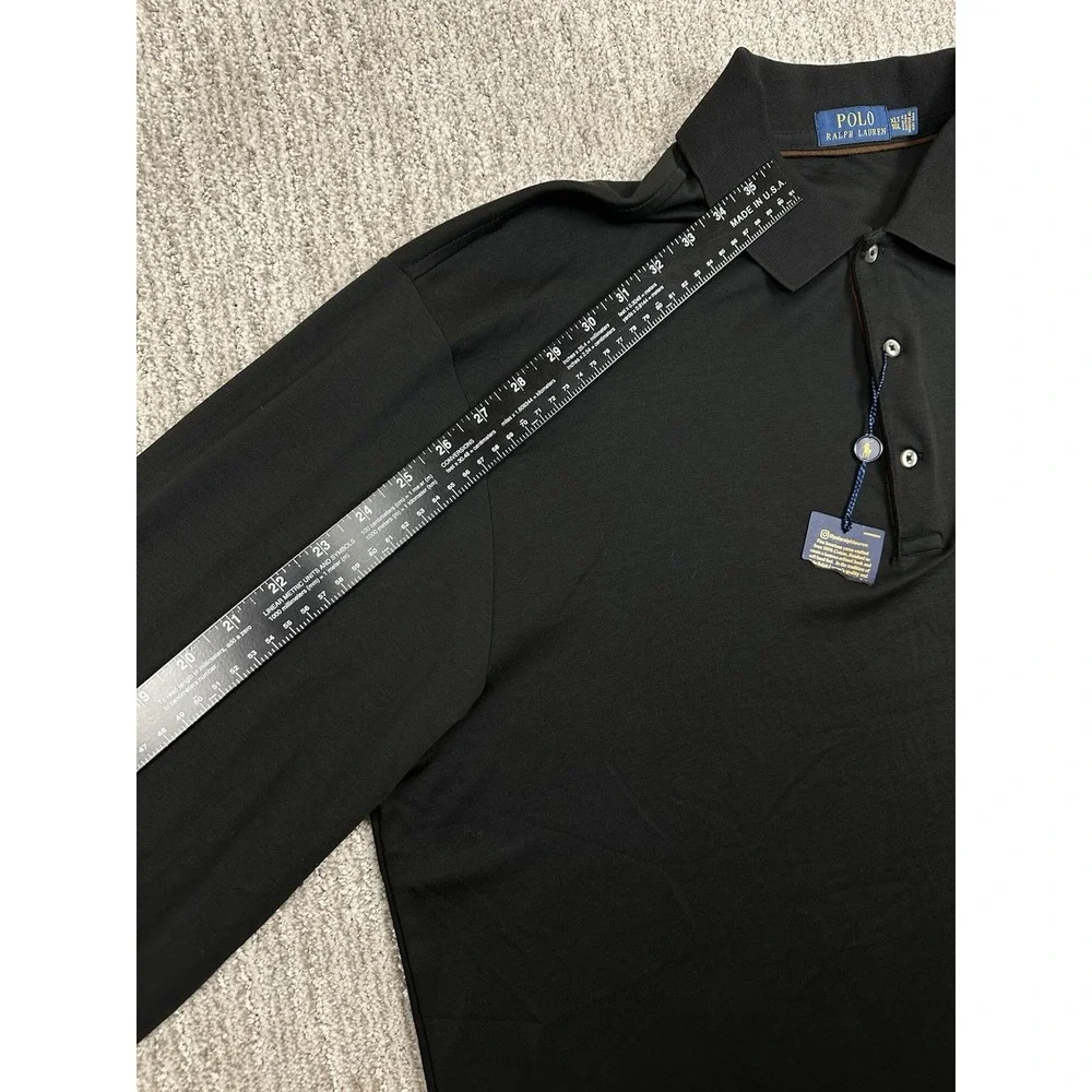 Polo Ralph Lauren Mens XLT Long Sleeve Polo Shirt Black Flesh Pony Cotton NWT
